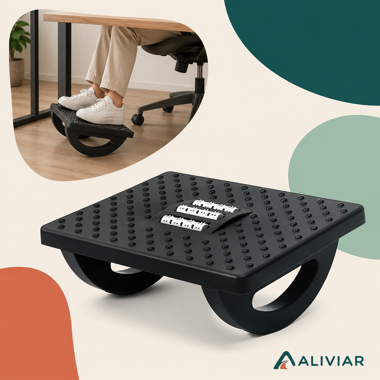 Apoyapiés Ergonómico Oscilante con Rodillos ALIVIAR