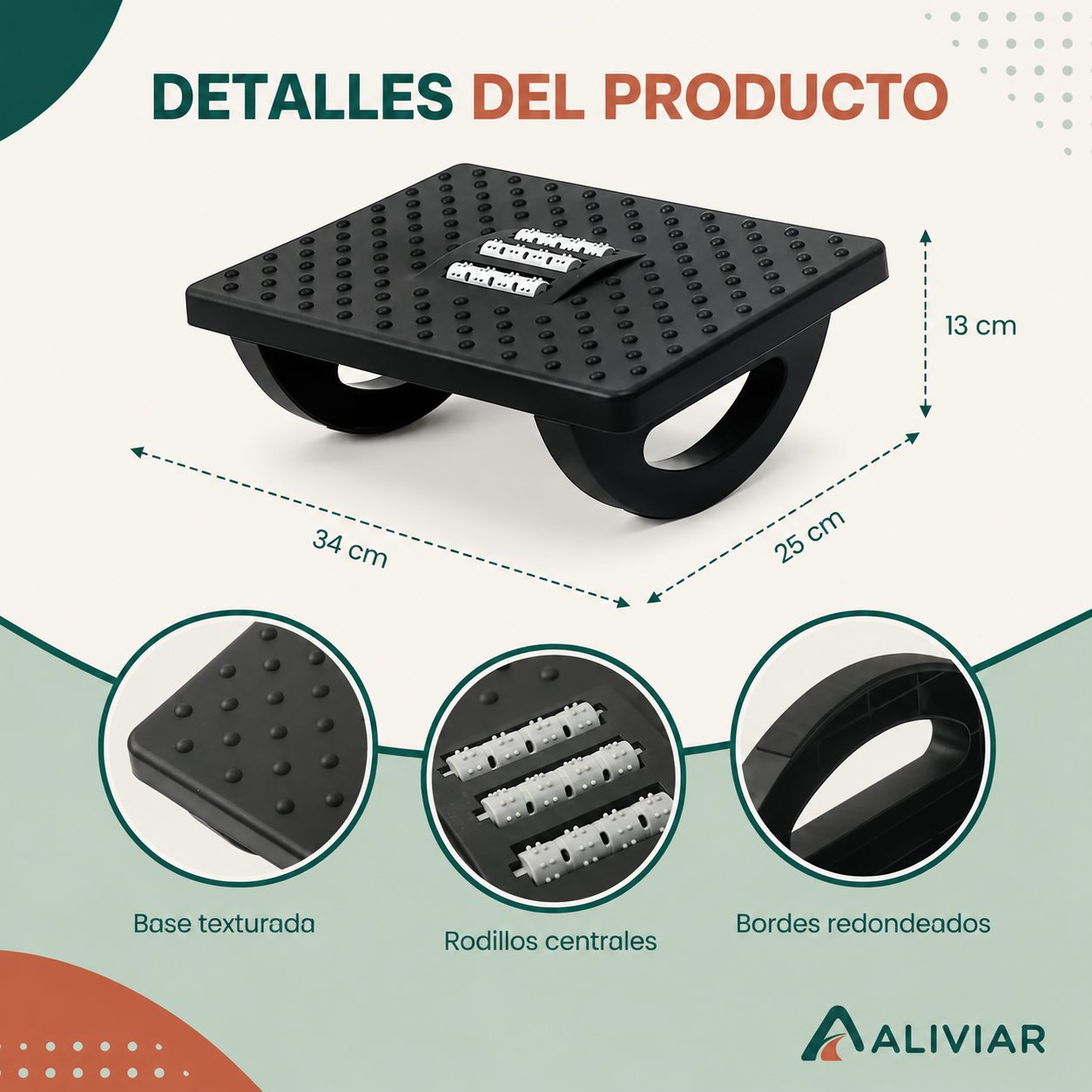 Apoyapiés Ergonómico Oscilante con Rodillos ALIVIAR